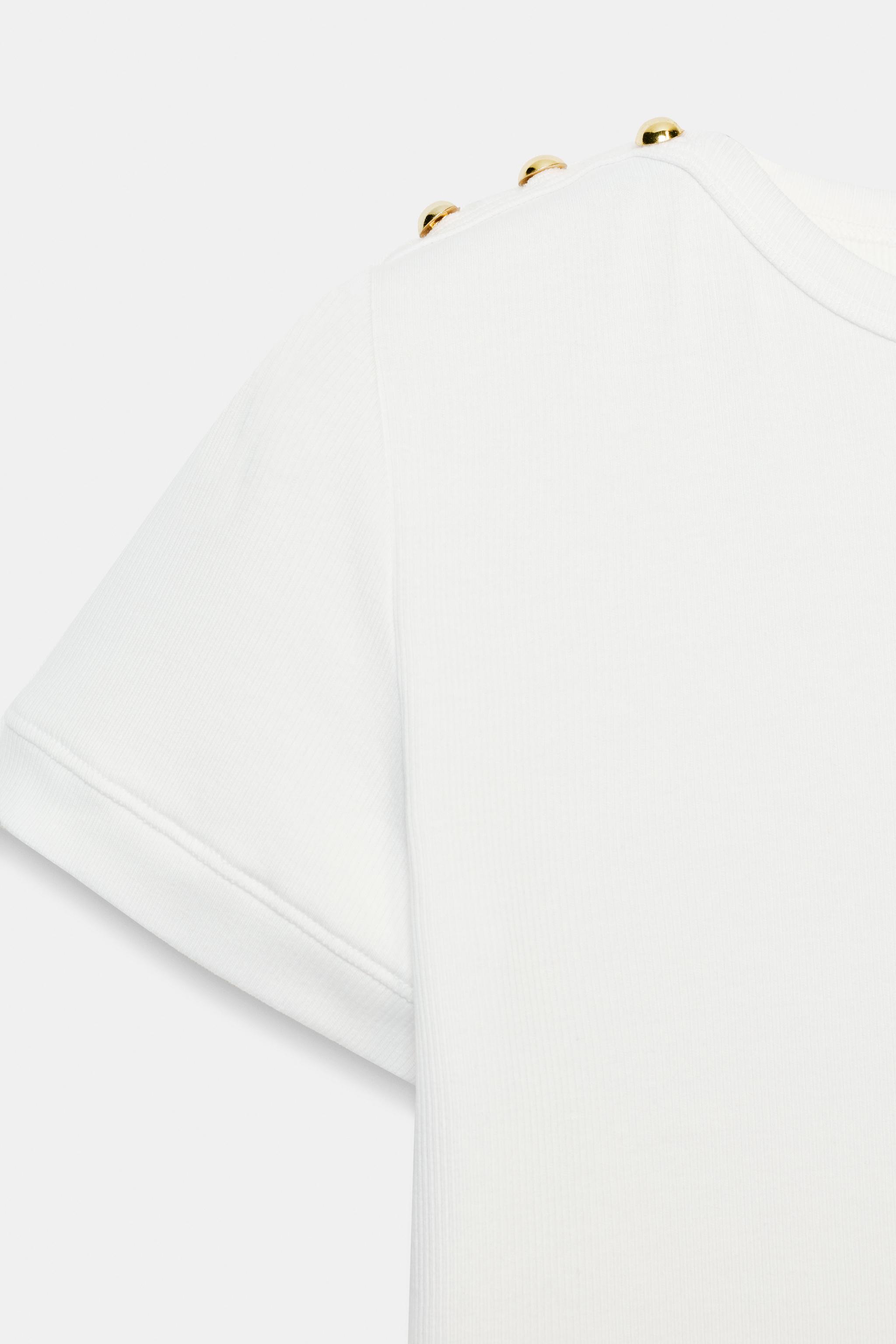 T-SHIRT CÔTELÉ À BOUTONS